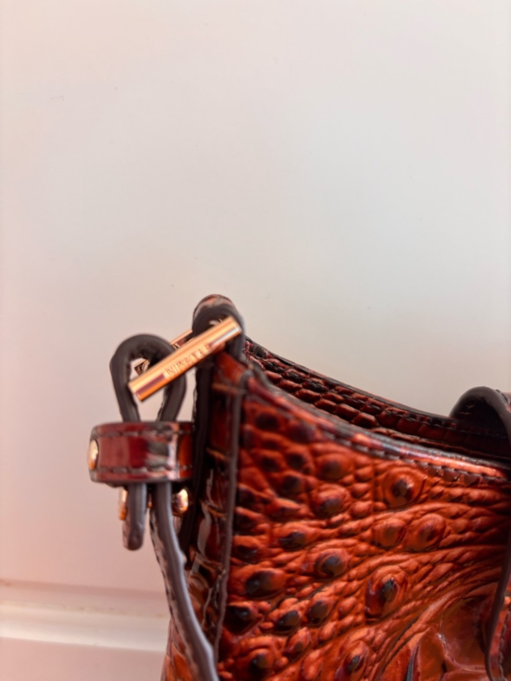 Brahmin Dark Brown Croc-Embossed Leather Crossbody - Picture 4 of 6